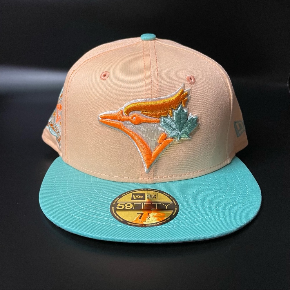 Toronto Blue Jays New Era 59Fifty Fitted Hat Peach Mint Side Patch Sz 7 1/2 New
